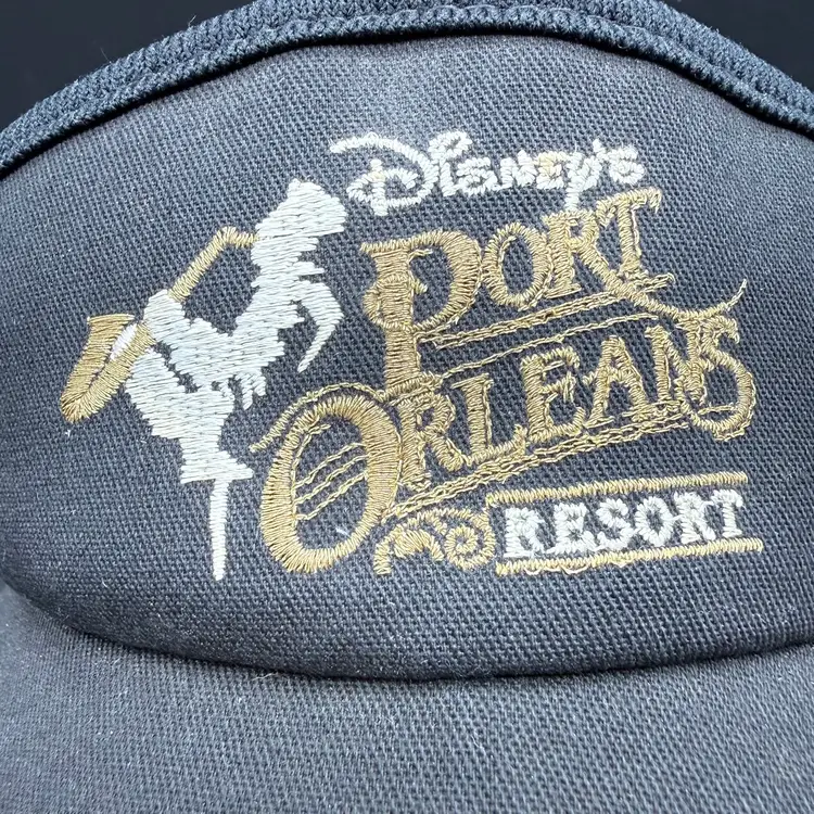 Vintage Disney Resort Visor Port Orleans Black Adjustable Strap Back USA