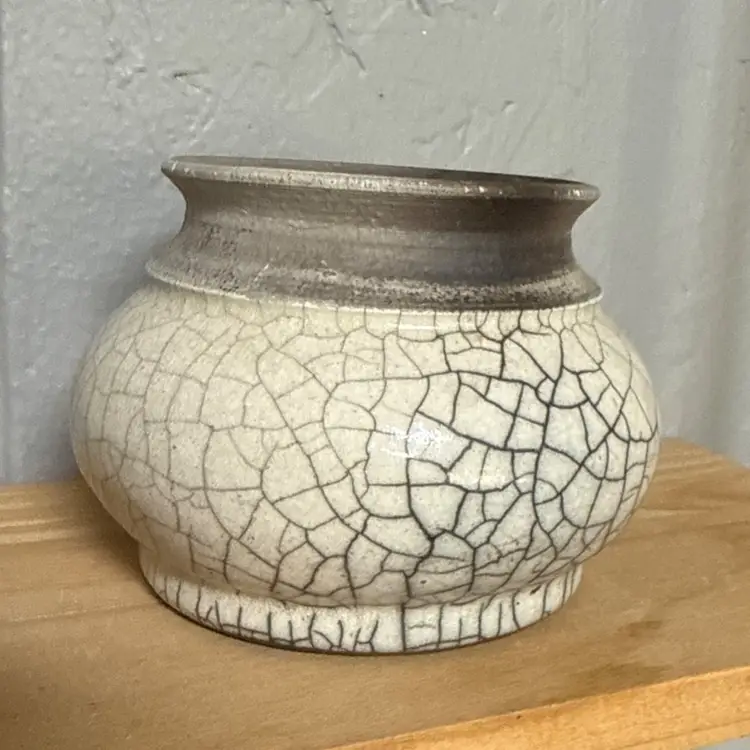 Raku Vase Signed by Artist Duncan Woods