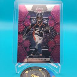 Champ Bailey 2023 Panini Mosaic No Huddle Pink Disco 20/20 Football Card Denver Broncos