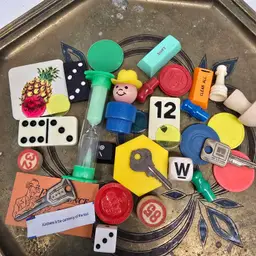 Vintage Game Pieces & Treasures Lot Junk Journaling Assemblage