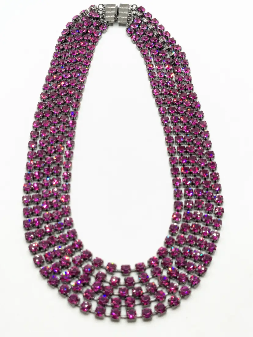 Vintage Cara NY Multi-Strand Pink Crystal Necklace NWOT