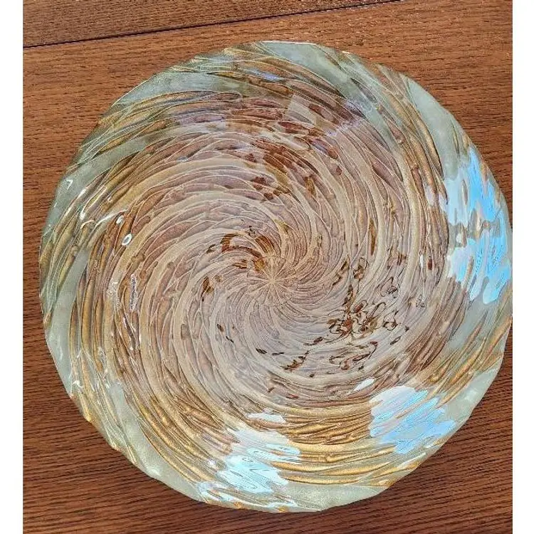 Art Glass Centerpiece Bowl Gold and Brown