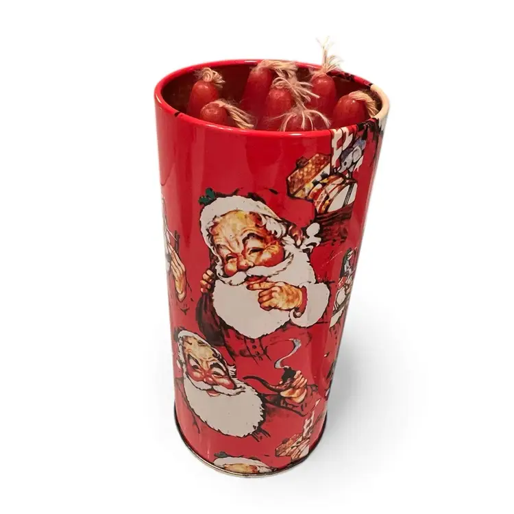 Vintage Christmas Tin With Candles
