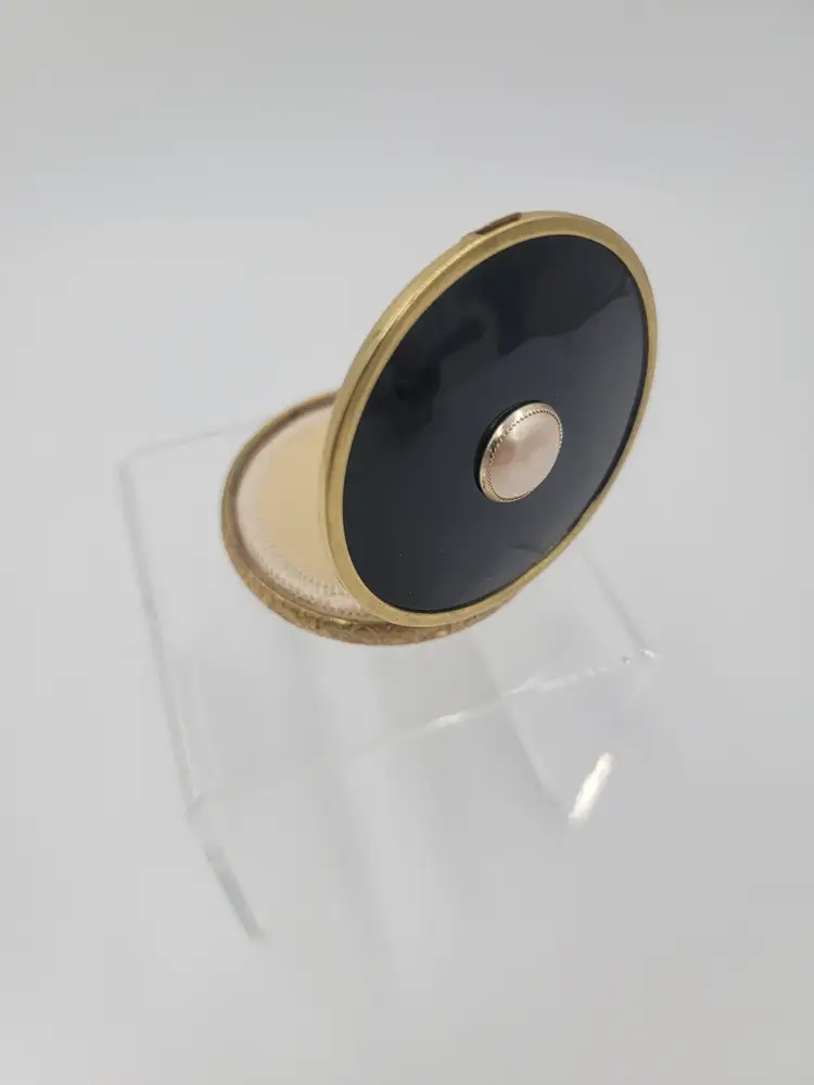 Elegant Vintage Compact Pearl-Embellished Mirror