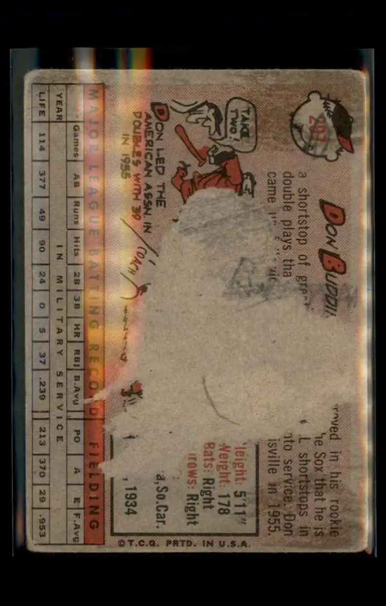 1958 Topps #297 Don Buddin - (pk4) - Boston Red Sox