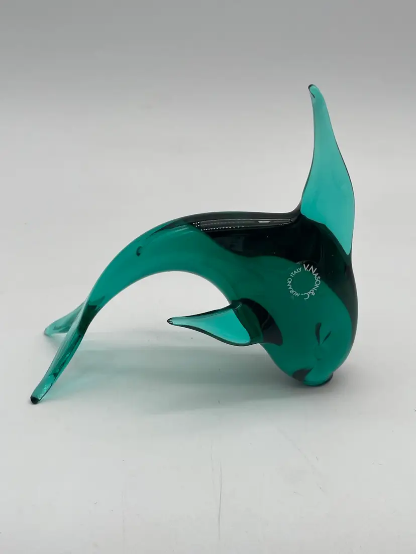 V. Nason & C. Murano Aqua Green Art Glass Dolphin