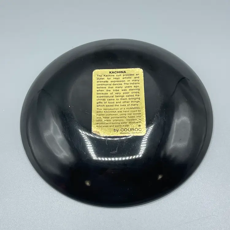 Couroc Lacquered Bowl Kachina California Black With Original Label