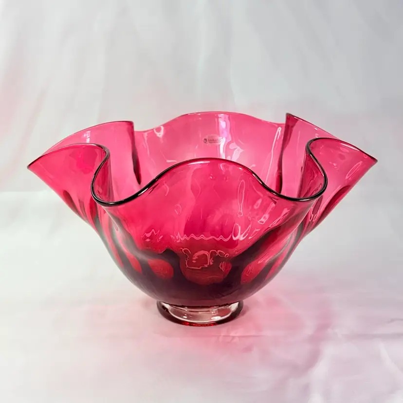 Fenton International LARGE Cranberry Bowl