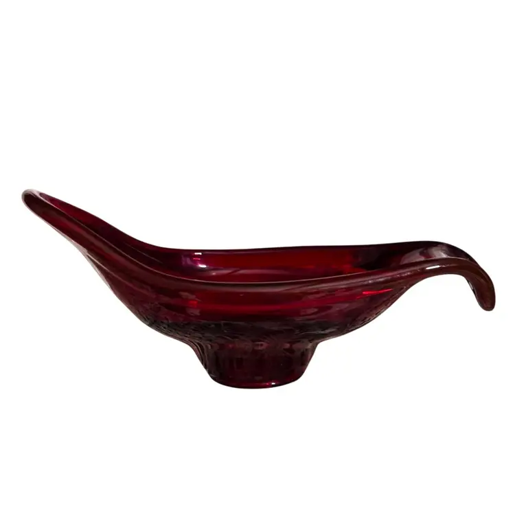 Viking Ruby Red Art Glass Bowl 
Vintage Coupe Organic Style 
Candy Nut Serving Dish