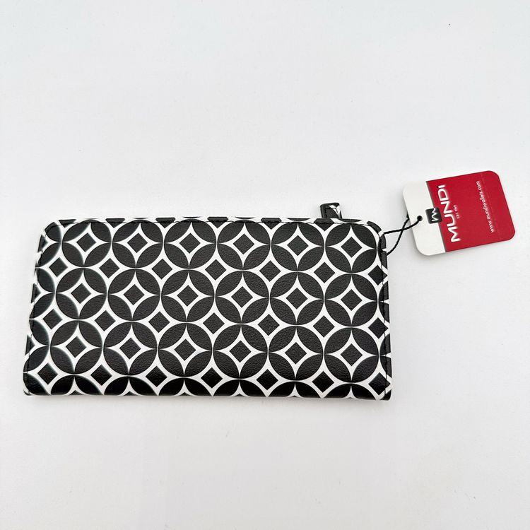 Mundi Black and White RFID Wallet NWT 7" x 3.5" B25