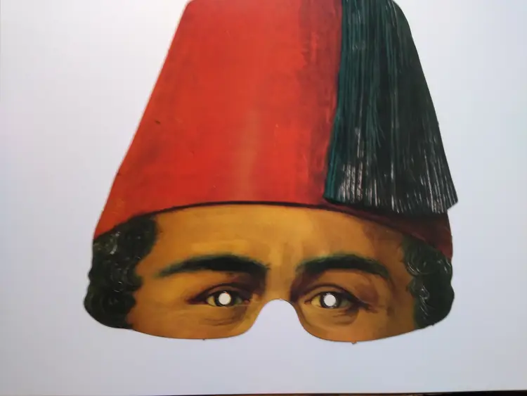 Share Vintage Paper Fez Hat Costume Mask Eye Mask Middle Eastern Theater