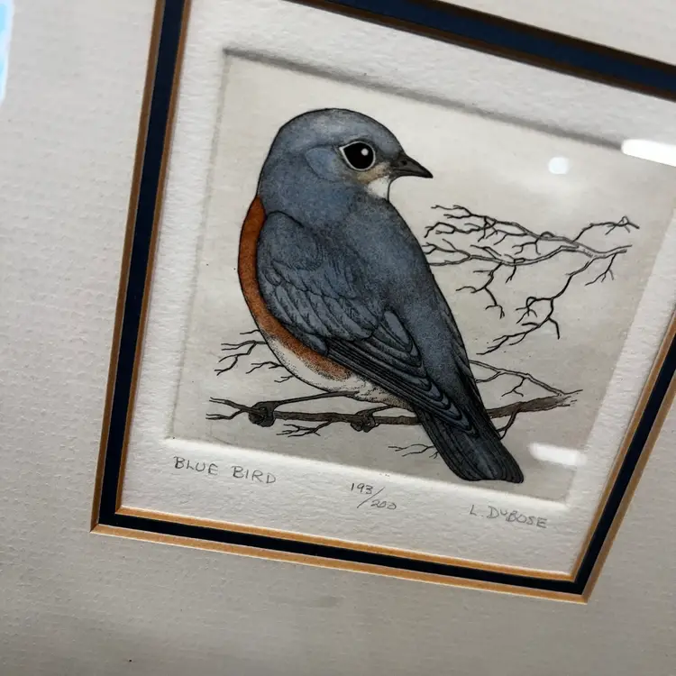 Made By Me Upcycled Hand Painted Frame Blue Bird Print Wall Decor Farmhouse Cottagecore