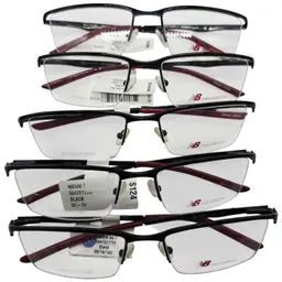 Lot Of 5 New Balance Stainless Steel Black & Red Eyeglass Frames