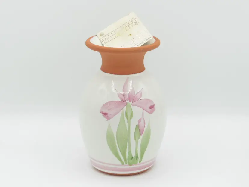 Vintage Emerson Creek Iris Vase Signed Studio Pottery Bedford Virginia