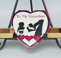 Antique Victorian Valentine Card c 1890 - Silhouette Die cut Heart