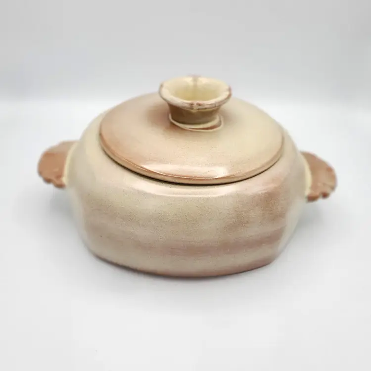 Vintage Frankoma Plainsman Covered Casserole Dish, Desert Sand #5V