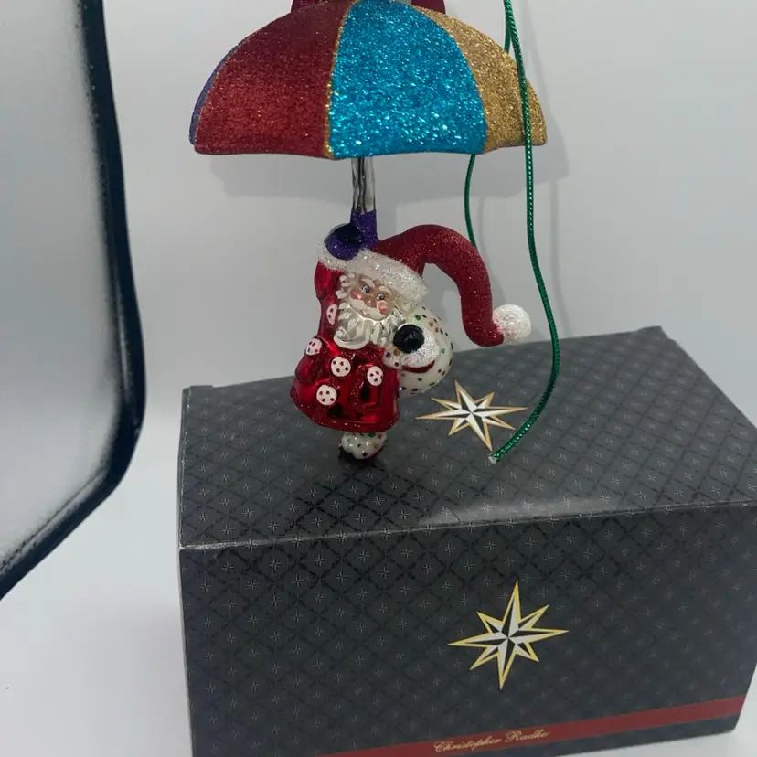 Christopher Radko Rainbow Above Ornament 1019299 2018 Santa With Umbrella