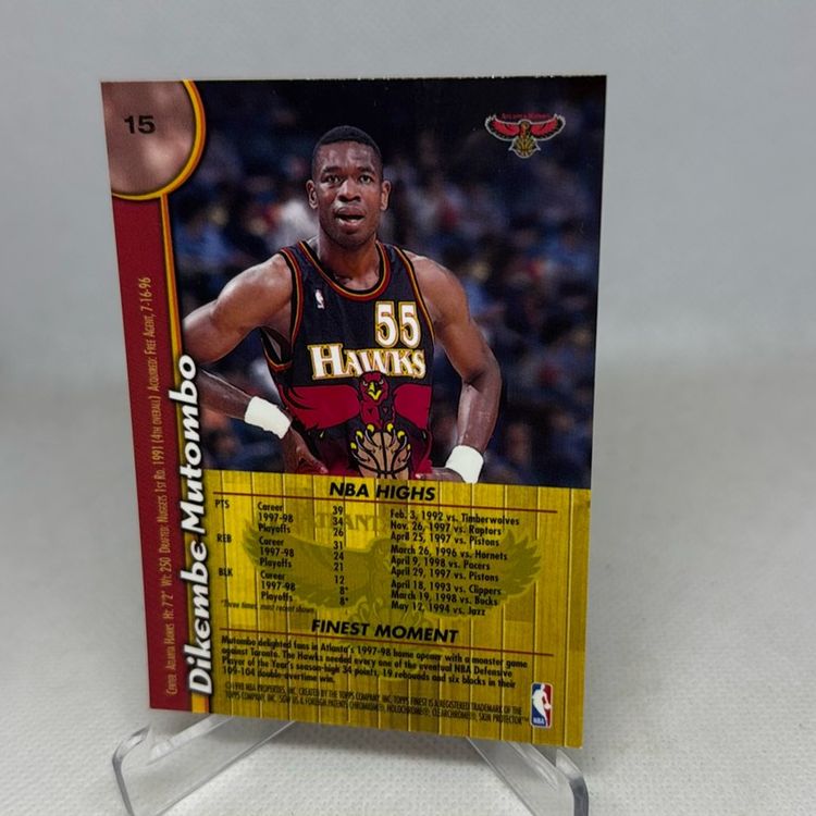 1998-99 Finest Dikembe Mutombo Basketball Card #15 w/Coating Atlanta Hawks