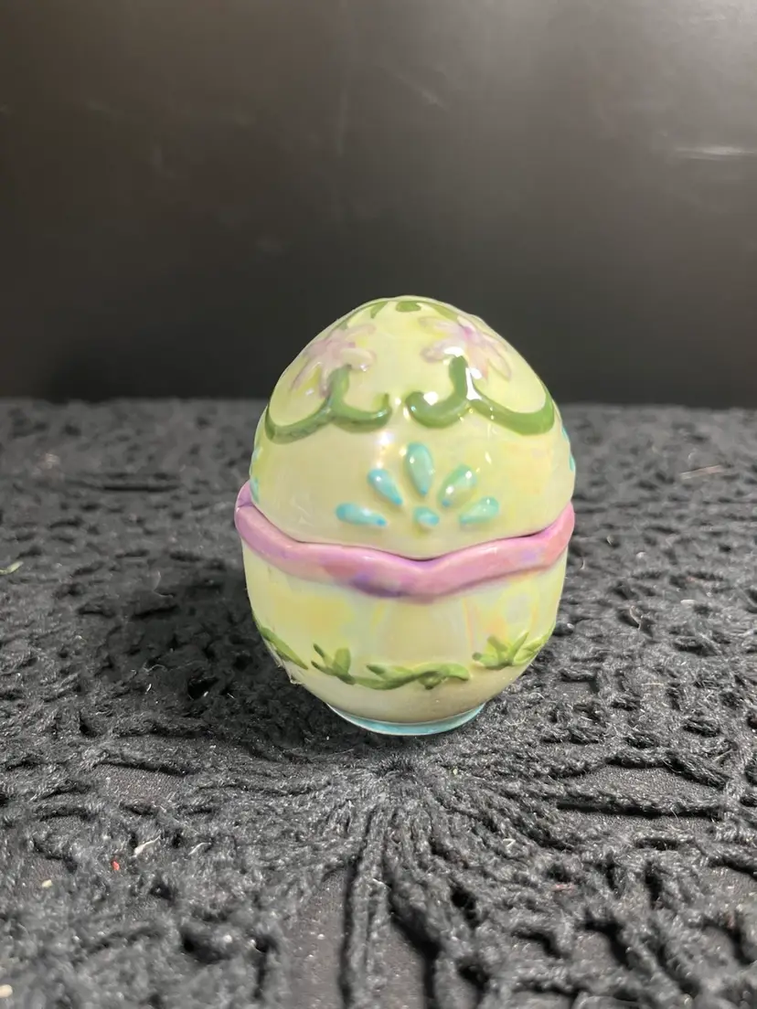 Luster Ware Egg Shaped Trinket Box-Beautiful Pastels!!