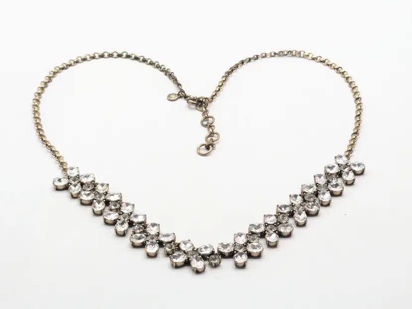 J. Crew Antiqued Gold Tone with Rhinestones Necklace