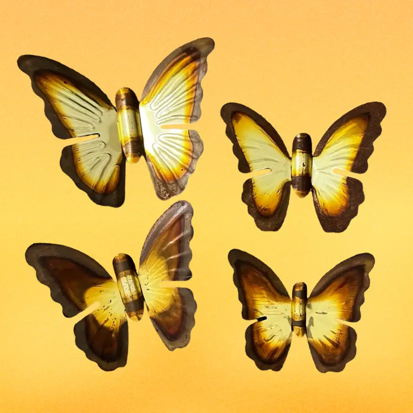 Set Of 4 Metal Vintage Butterflies