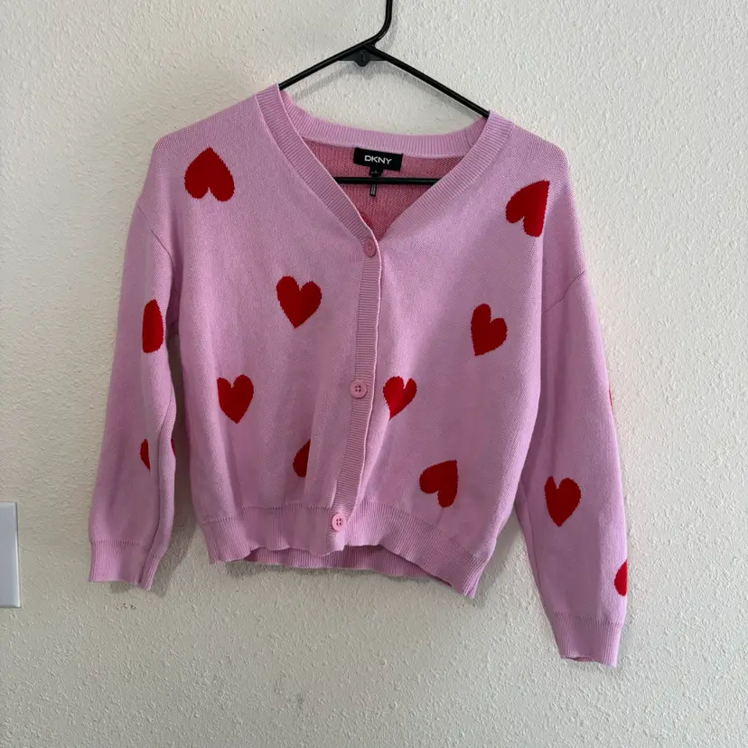 DKNY Pink Heart All Over Print Sweater