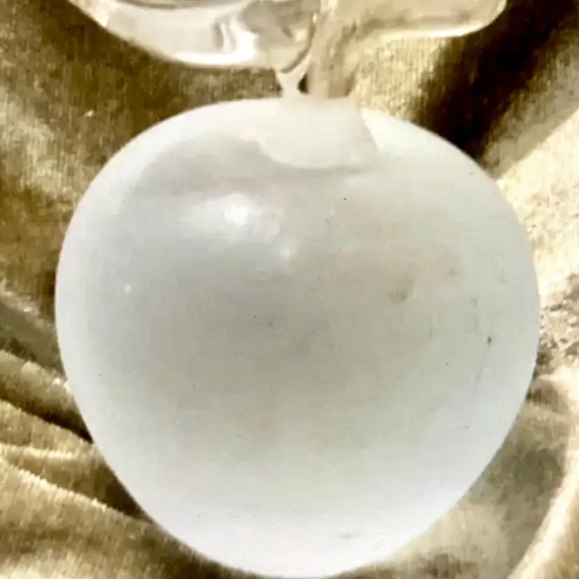 Vintage Apple Frosted Art Glass Handcrafted Paperweight, By Crowning Touch Collection, Made In Taiwan