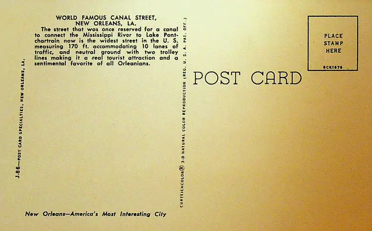 World Famous Canal Street New Orleans Louisiana Unused Postcard