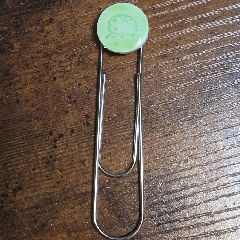 Handmade Green Ladybug Bookmark