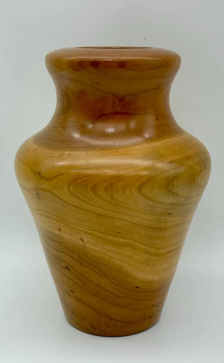 Polished turned Cherry wood vase