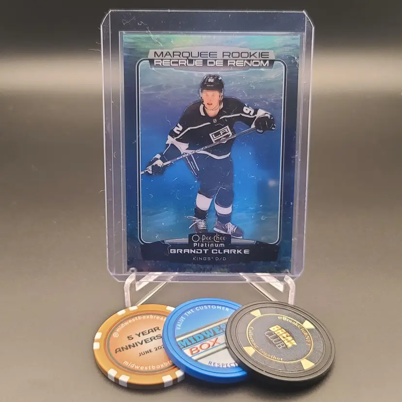 2022-23 O-Pee-Chee Platinum Brandt Clarke Marquee Rookie Aquamarine Parallel Numbered 121 Of 149 - Card Number 296 -  Los Angeles Kings Hockey Card