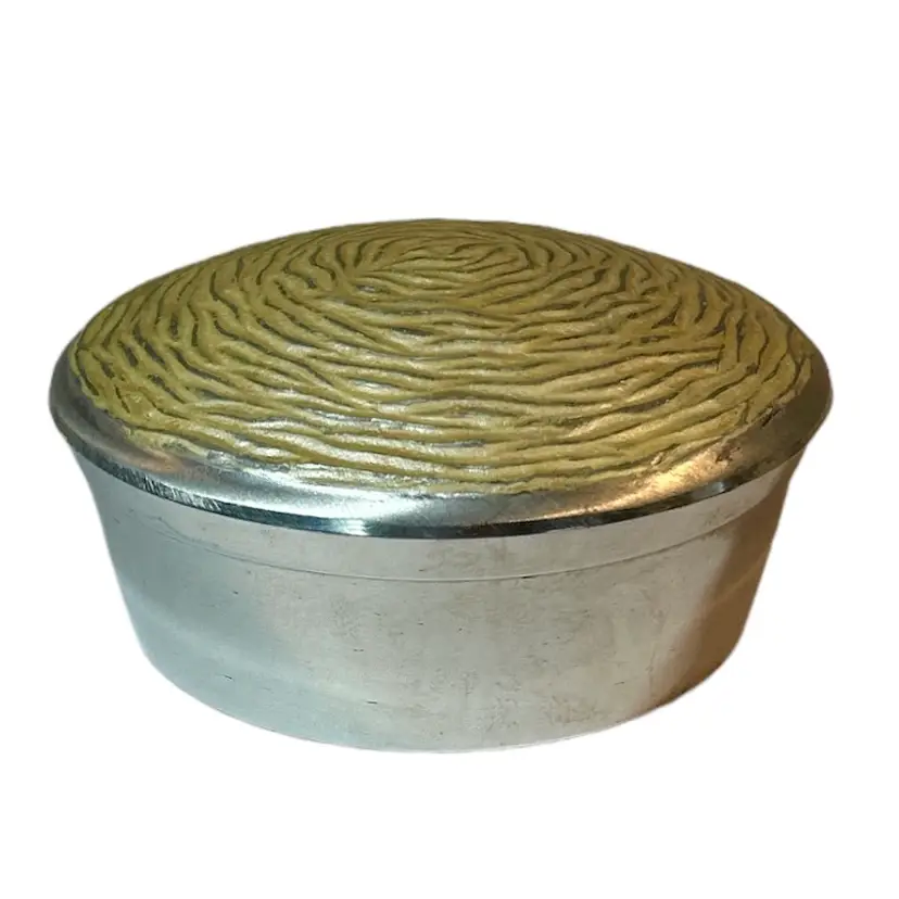 Silver Plated Gold Tone and White Topped Trinket or Jewelry Box