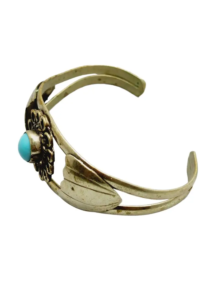 Vintage Signed Mexico Alpaca Cuff Bracelet (A798)