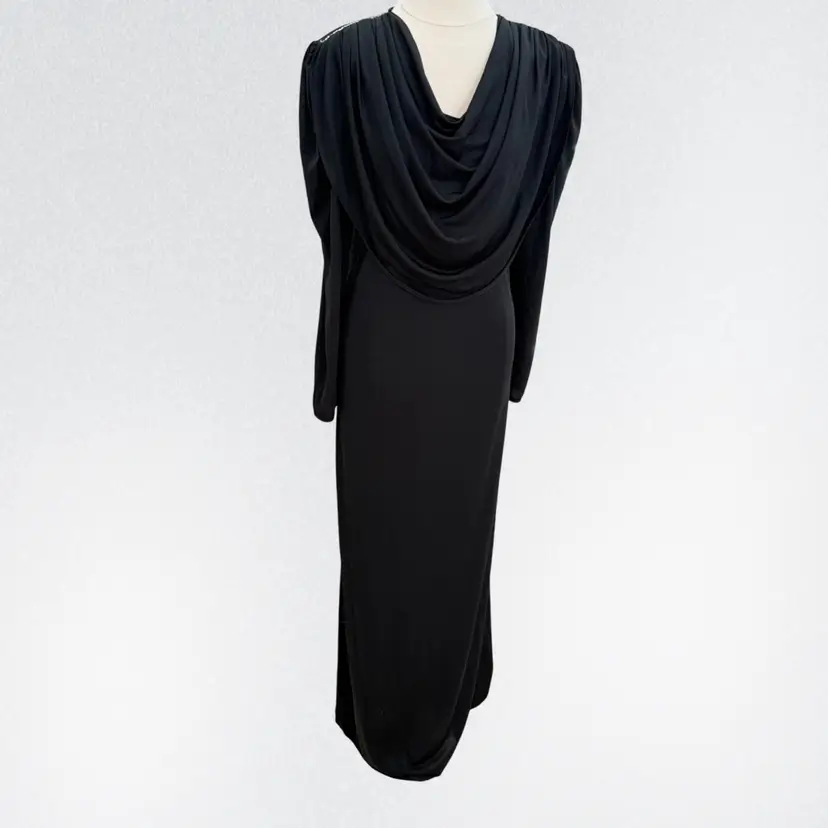 VTG Oscar De La Renta Swirl Dress Womens S/M Black Rhinestones / Long Sleeves 1969