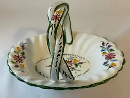 RCCL Hand Painted Ceramic Basket w/ Braided Handle Made in Portugal