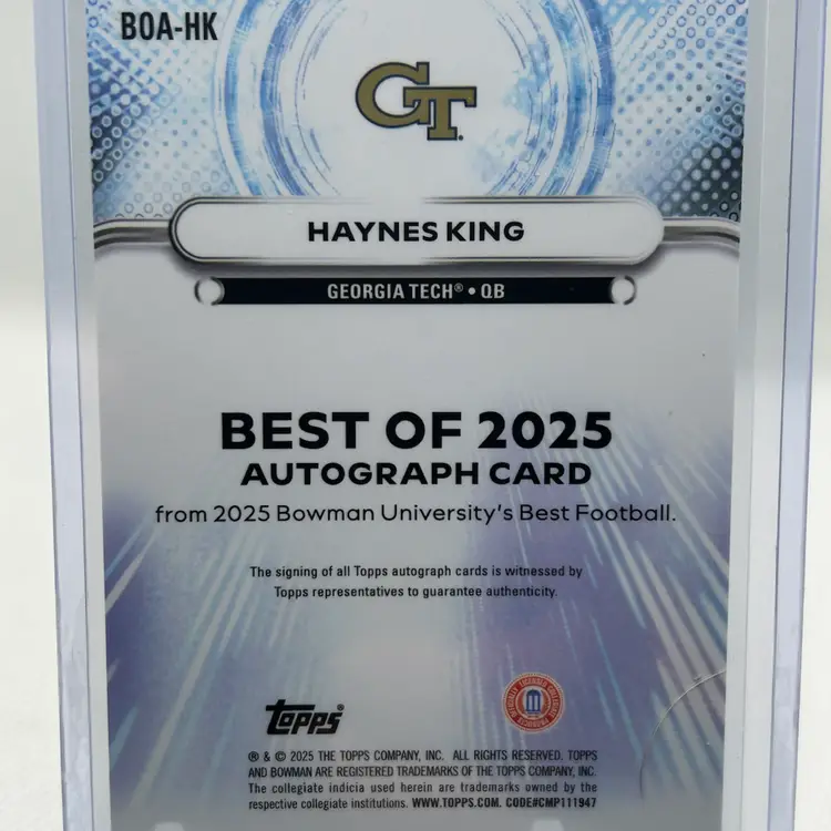 Haynes King - 2025 Bowman U Best of 2025 Auto Georgia Tech