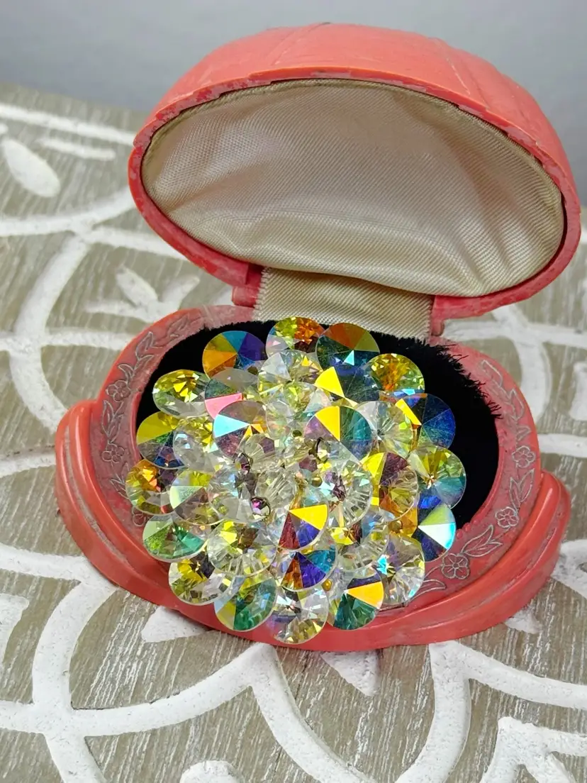 Vintage Ab Crystal Brooch