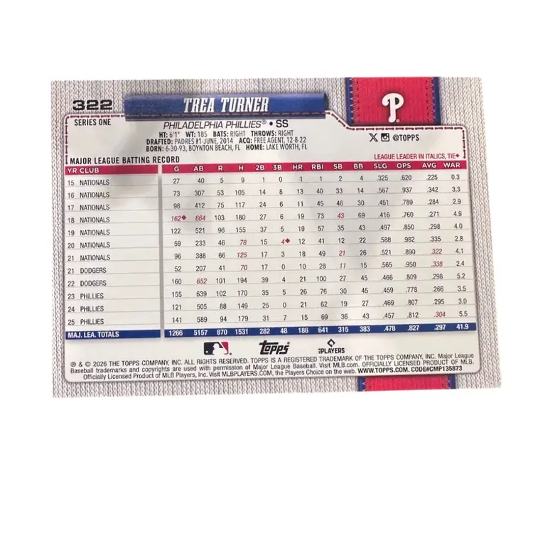 Trea Turner 2026 Topps Series 1 Orange Holiday Easter Chicks