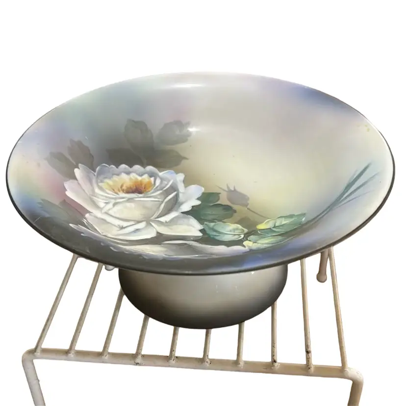 Nippon Hand Painted White Rose Pedestal Bowl