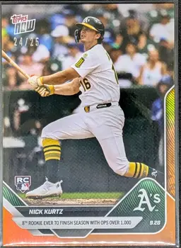 2025 Topps Now Card 787 Nick Kurtz RC Orange Parallel 24/25 - Oakland Athletics