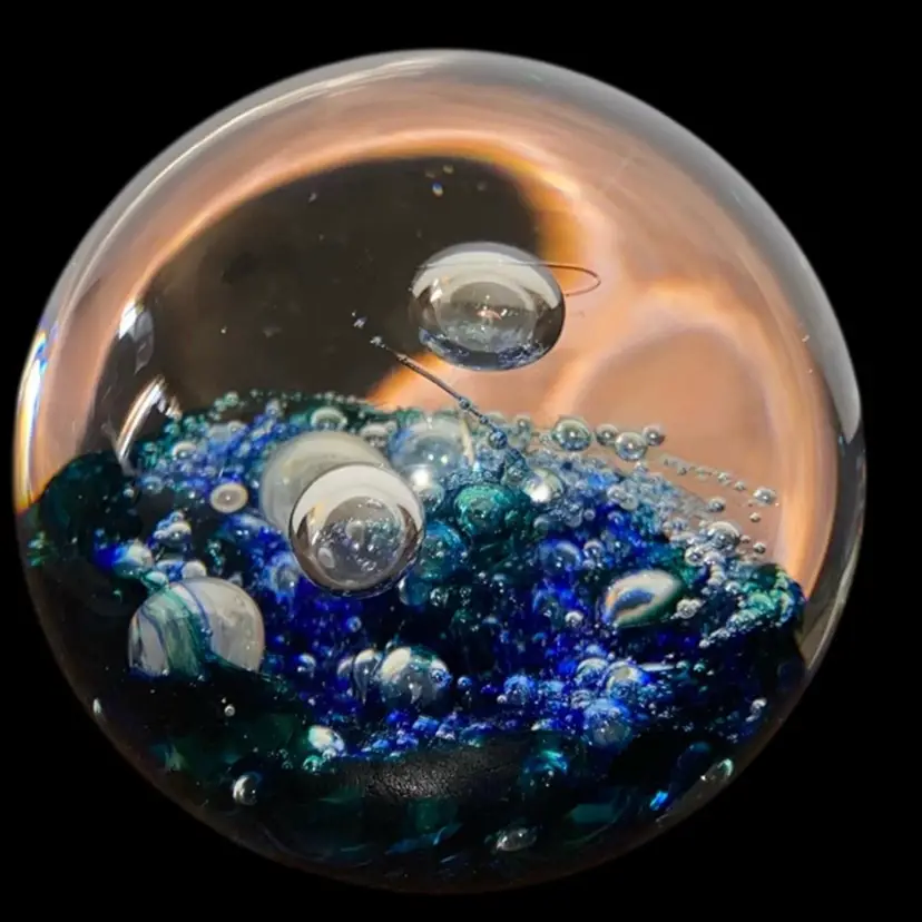 #05- Vintage Selkirk Glass Scotland Paperweight - Multi-colored