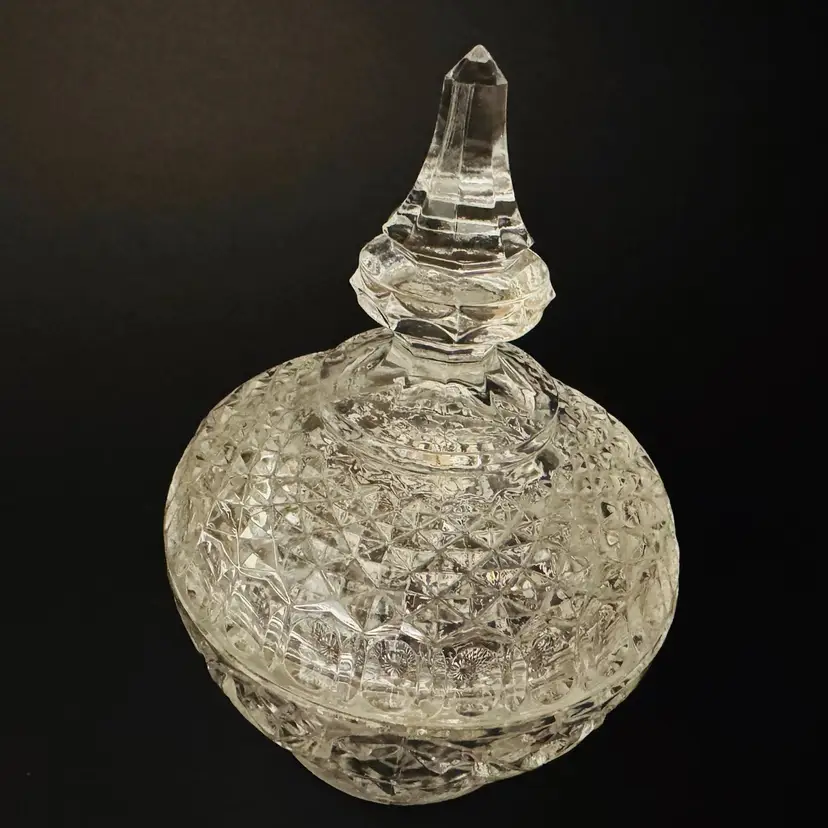Vintage Crystal Candy Dish - Lid Has Great Detail