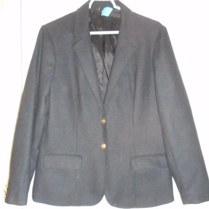 Vintage Women's Size 16 Black wool blend Blazer with pockets