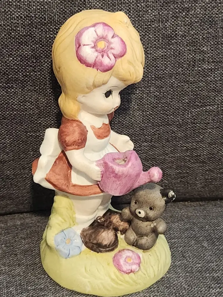 Vintage Girl and Puppy Ceramic Figurine