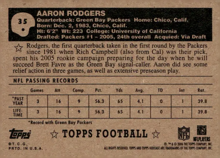 2006 Topps Heritage #35 Aaron Rodgers