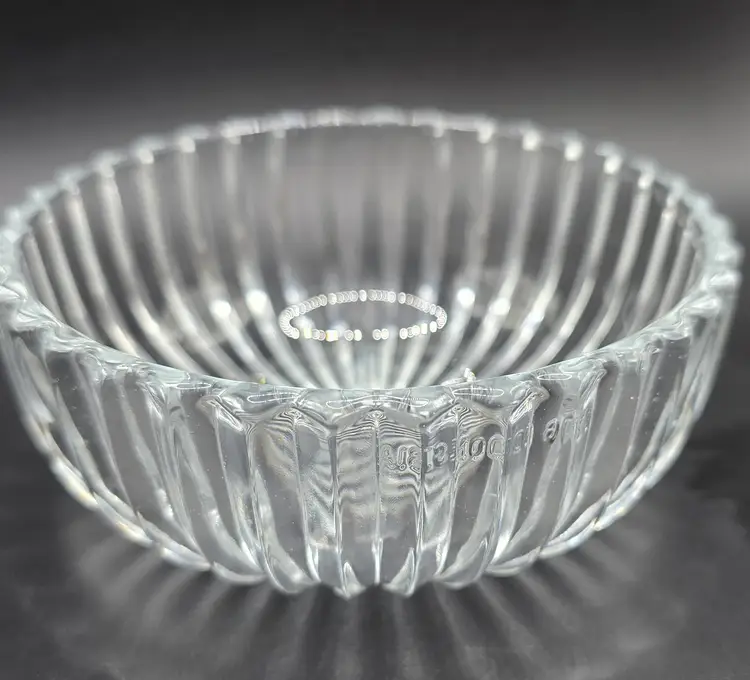Vintage KIG Indonesia Glass Bowl – Ribbed Design with Manganese Glow – Circa 1980s–1990s