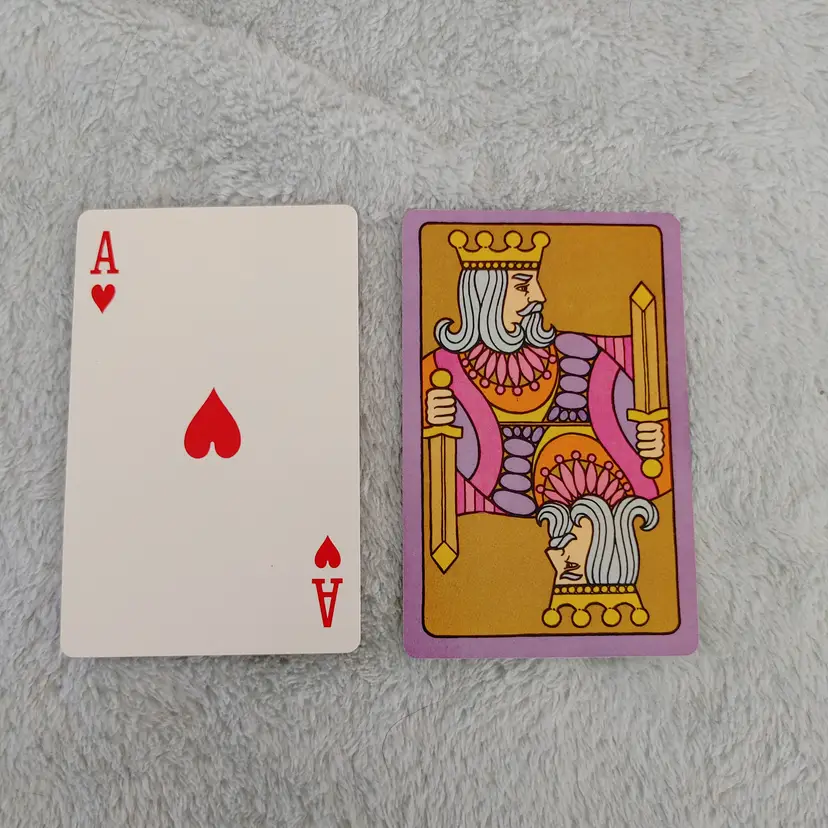 1 Single Swap Card - Playing Card. King with sword. Ace of Hearts. Dimension 2.5 x 3.5. Read description.