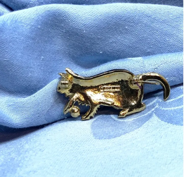 D'Orlan Cat Brooch with Swarovski Crystals