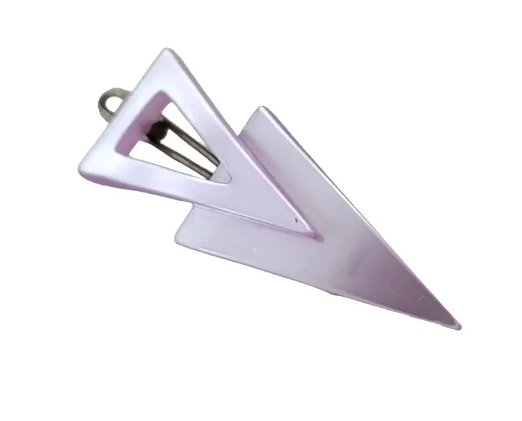 Lavender, Purple Frosted Lucite Dimensional Triangle Duo Vintage Hair Barrette, Metal Clip E634