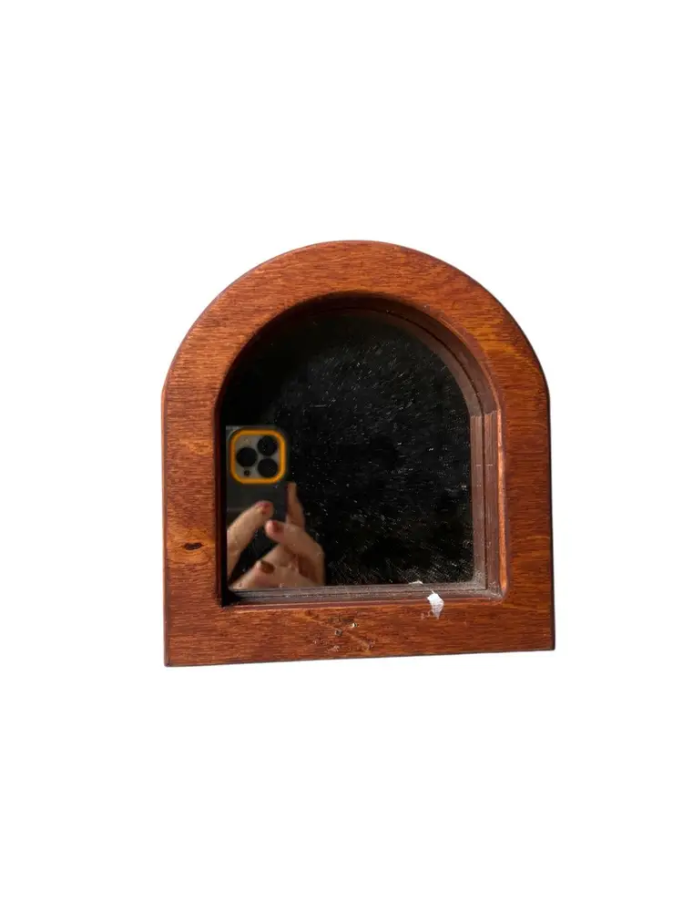 Vintage Wood Arch Small Mirror 1991 Judy Rand 6.25" X6"